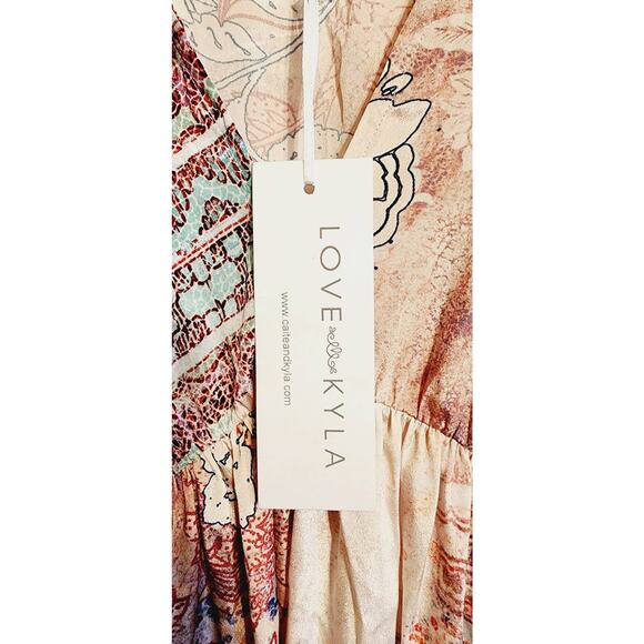 Love Kyla Blair Polysilk BOHO Chic Lightweight Midi Dress Small NEW - Picture 4 of 9